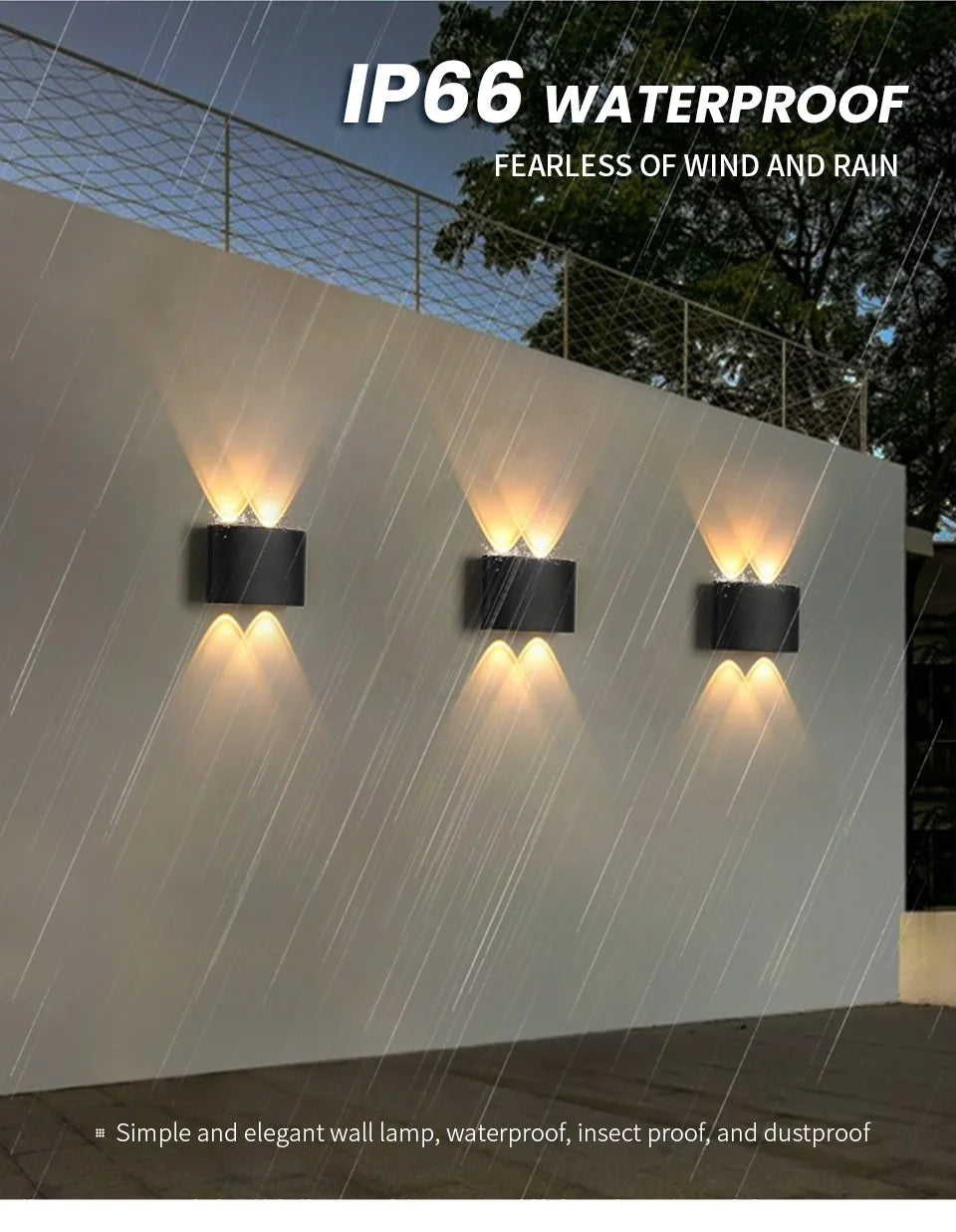 LED Wall Lamp Waterproof IP66 Indoor Outdoor Lamp Garden Lights for Living Room Hallway Bedroom Decor
