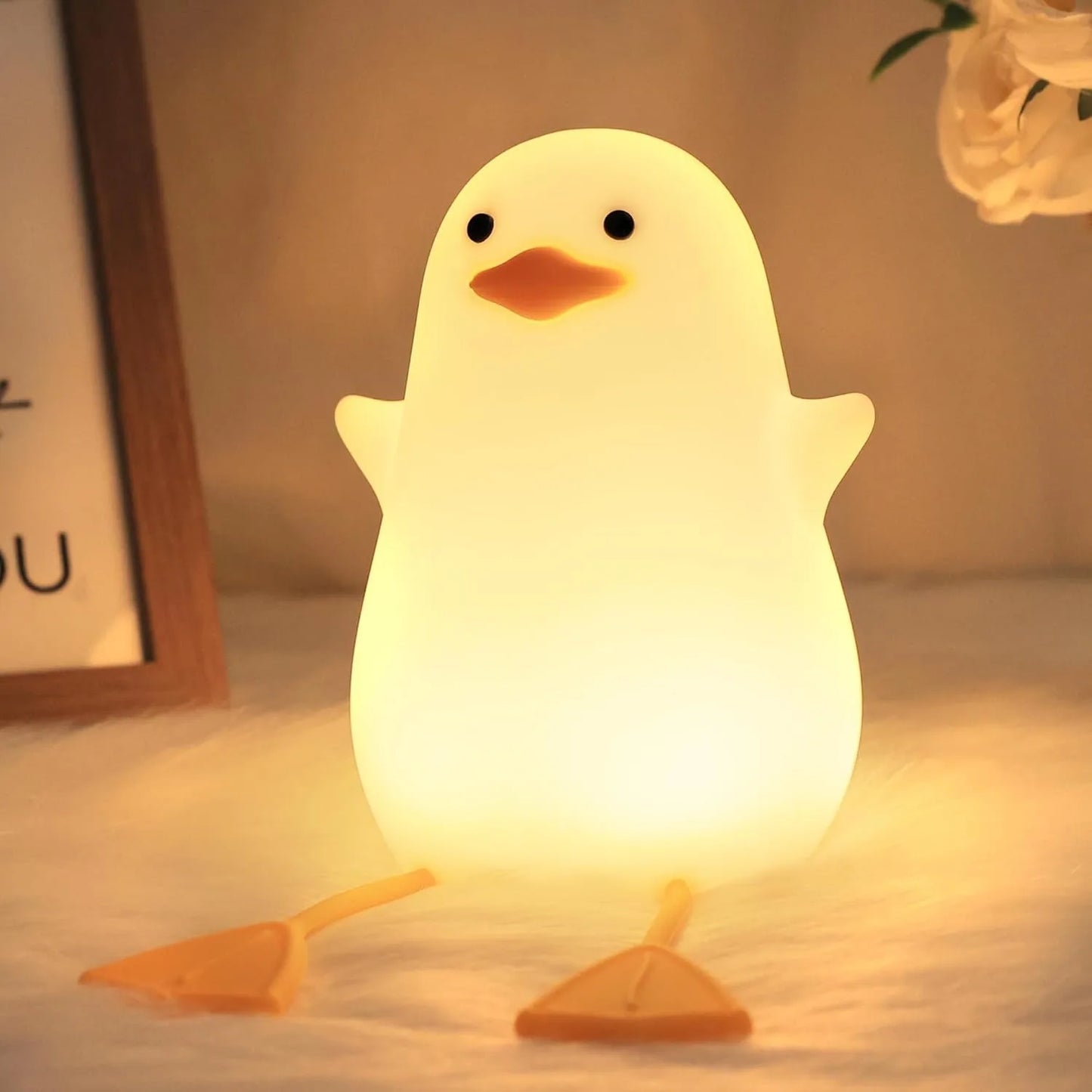 Creative and Fun Duck Silicone Pat Small Night Light Desktop Decoration Atmosphere Light USB Charging Children's Bedroom Light