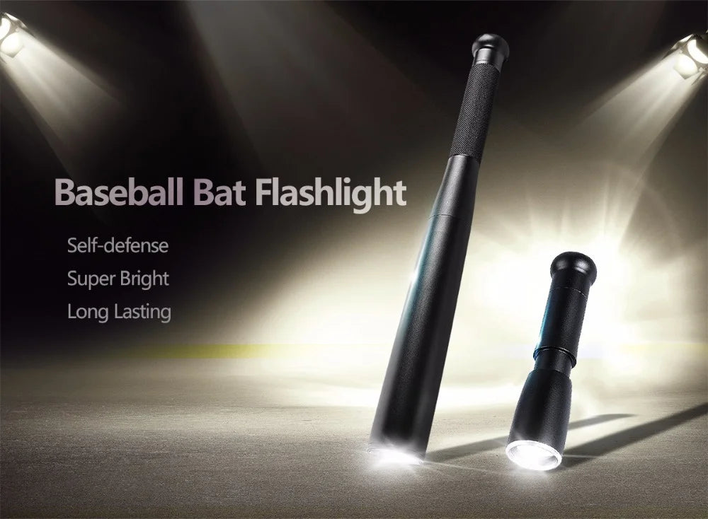 Baseball Bat LED Flashlight Waterproof Super Bright Baton Aluminium Alloy Torch for Emergency Self Defens Outdoor Lighting