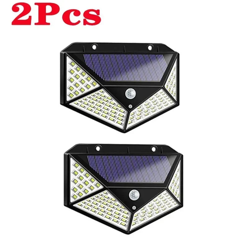 1/2/4Pcs 100 LED Solar Wall Lights Outdoor Solar Lamp Motion Sensor Solar Powered Sunlight Street Light for Garden Night Light