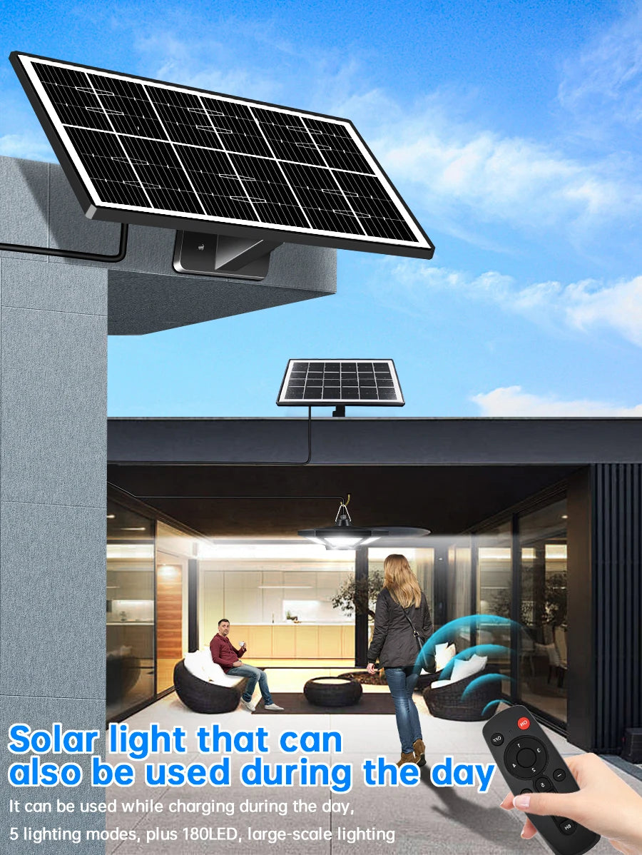 Solar Shed Light Solar Pendant Light Indoor Outdoor 228/180 LED 1000LM 5 Modes with Remote Control for Barn Gazebo Garage