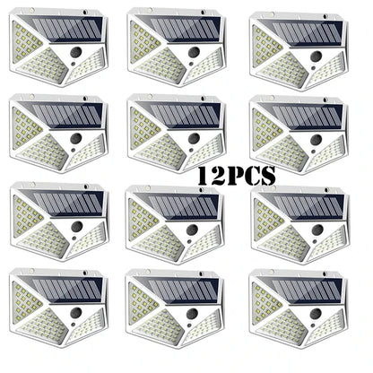 12 Pack Solar Lights Outdoor Wireless 100 LED Solar Motion Sensor Lights Waterproof Security Wall Lighting Outside for Backyard