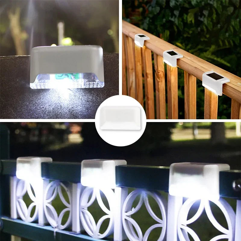 Warm White LED Solar Step Lamp Path Stair Outdoor Garden Lights Waterproof Balcony Light Decoration for Patio Stair Fence Light