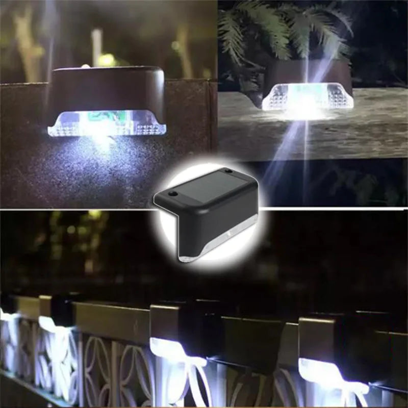 Warm White LED Solar Step Lamp Path Stair Outdoor Garden Lights Waterproof Balcony Light Decoration for Patio Stair Fence Light