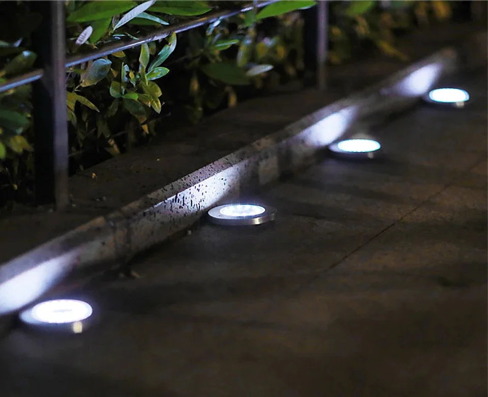 8/20LED Solar Power Disk Light Outdoor Garden Solar Underground Light Deck Light Spotlight Buried Solar Led Lamp Garden Decor