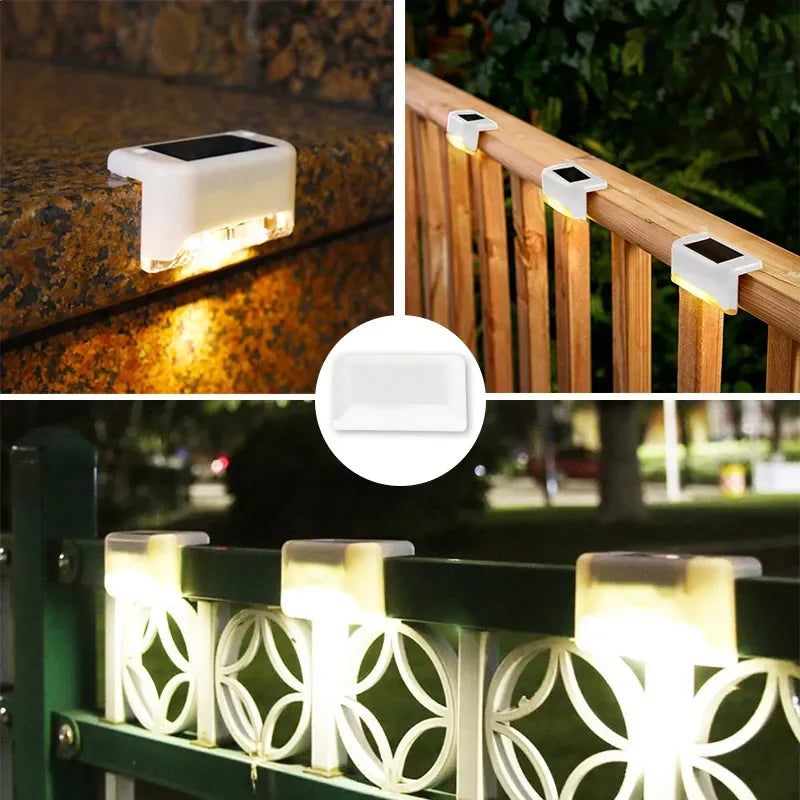 Warm White LED Solar Step Lamp Path Stair Outdoor Garden Lights Waterproof Balcony Light Decoration for Patio Stair Fence Light