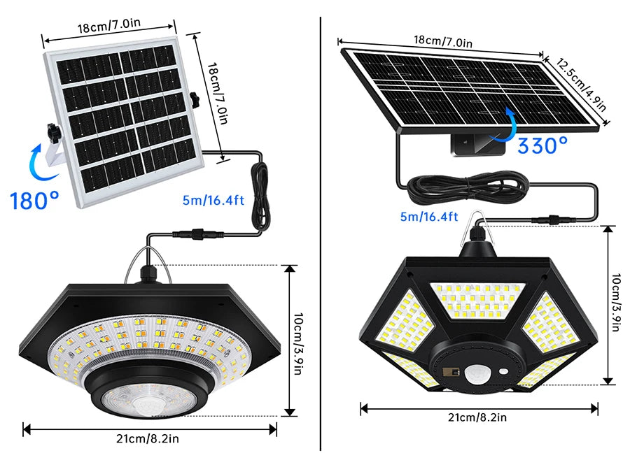 Solar Shed Light Solar Pendant Light Indoor Outdoor 228/180 LED 1000LM 5 Modes with Remote Control for Barn Gazebo Garage