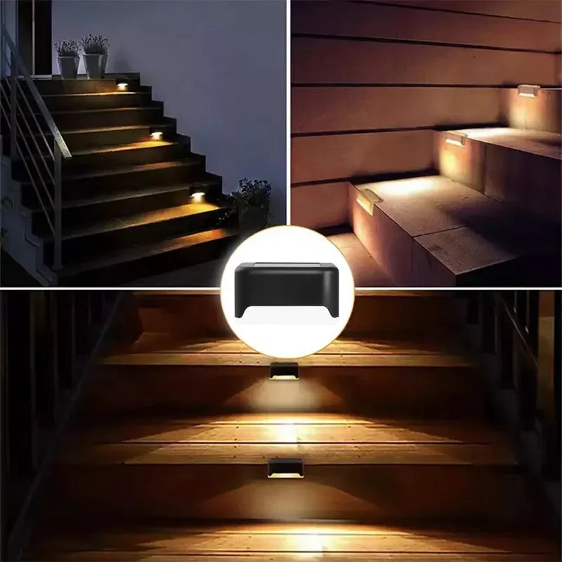 Warm White LED Solar Step Lamp Path Stair Outdoor Garden Lights Waterproof Balcony Light Decoration for Patio Stair Fence Light