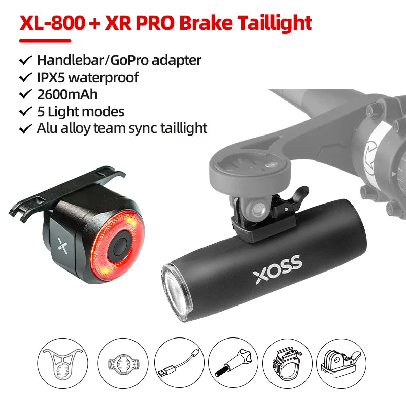 XOSS XL400/XL800 Bike Headlight 400/800 Lumen USB Rechargeable Road MTB Front Lamp Bicycle Light Aluminium Ultralight Flashlight