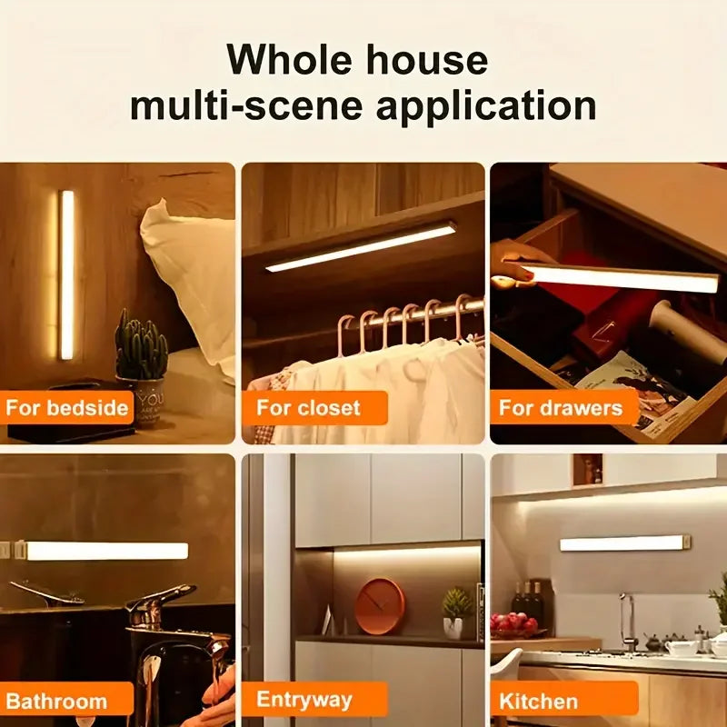 LED Motion Sensing Light Wireless USB Rechargeable Motion Detection Suitable for Kitchen Wardrobe Corridor and Staircase Lights