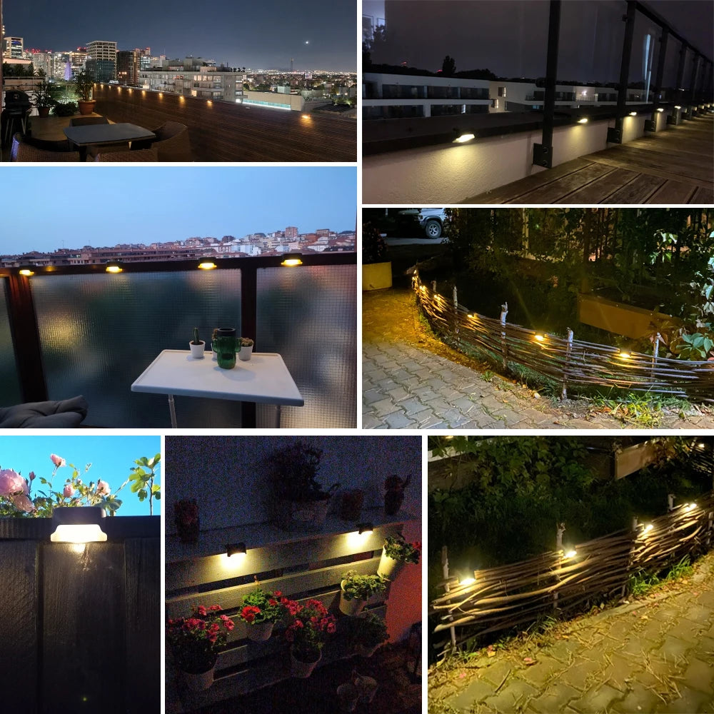 Warm White LED Solar Step Lamp Path Stair Outdoor Garden Lights Waterproof Balcony Light Decoration for Patio Stair Fence Light