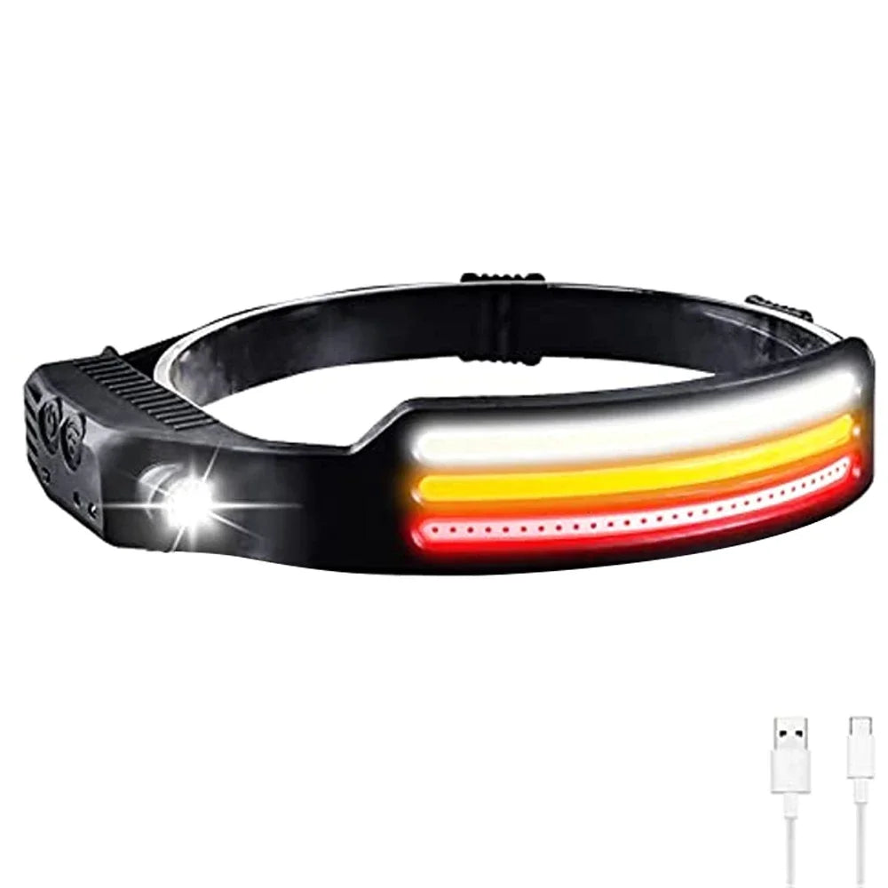 IR Motion Sensor Headlamp USB Rechargeable Headlight White/Yellow/Red Light 10 Modes Head Lamp Waterproof Head Light